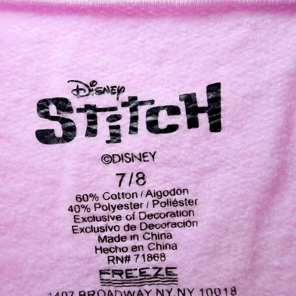 Disney Stitch and Angel Pink‎ Christmas Sweatshirt Kids Size 7/8 Holiday Fleece